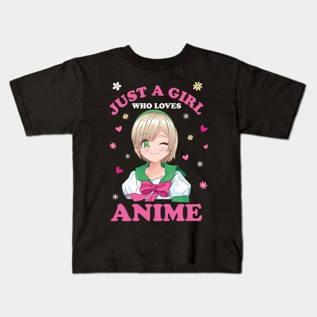 Just A Girl Who Loves Anime Kids T-Shirt by DragonTees